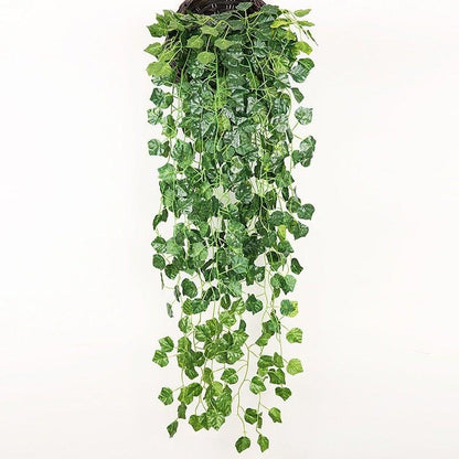 90cm Artificial Green Hanging Ivy Leaves Radish Seaweed Grape Fake Flowers Vine Home Garden Wall Party Decoration Fake Hanging Fake Ivy Vine for Wall House Room Indoor Outdoor Decoration