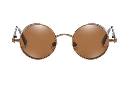 Luxury Popular Retro  Gothic Steampunk Polarized Men and  Women Brand Designer Vintage Round High Quality Metal Frame Sunglasses With UV400 Protection