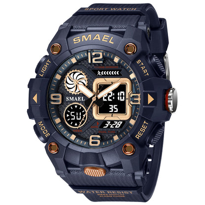 Sport Watch For Men WIth  Dual Time Waterproof 50M Miliatry Watches Chronograph Alarm Army Wristwatch