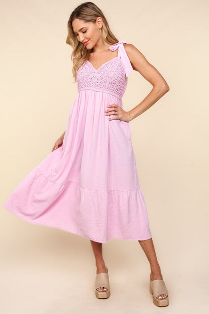 Crochet Lace Ruffle Hem Cami Midi Dress – Crochet Lace Cami Dress, Ruffle Hem Midi Dress, Babydoll Midi Dress, Feminine Cami Dress, Timeless Lace Dress, Elegant Crochet Dress, Summer Cami Dress