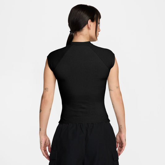 Nike Womens Sportswear Chill Knit Ribbed Top - Black