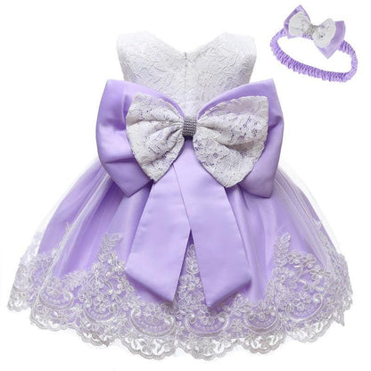 Modern luxury Baby Elegant Baby Girls 1st Year Birthday Dress Halloween Costume Party Dress For Baby And Girls With Big Bow And Modern Unique Colors