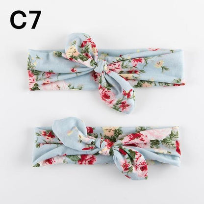 Mother & Baby Headband for Girl Bow Hairband Floral Elastic Hair Bands Parent-Child Turban Hair Accessories Bow For Mother and daughter