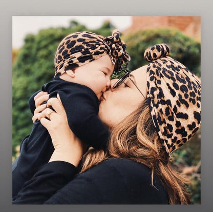 Luxury Mdoern Set 2PCS Baby and Mom Headbands Set Flower Bowknot Newborn Turban Cross-tied Mommy Headband Bow