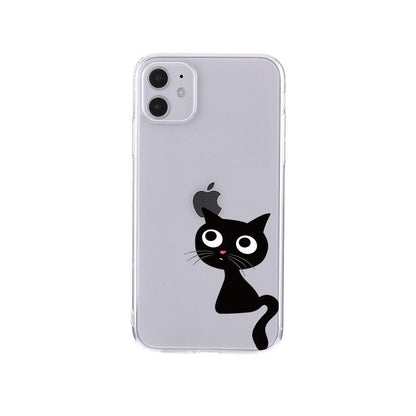 Cute Cartoons Black Cat Transparent Phone Cover For Iphone 14 14promax 14plus 13promax 13 12 11 Shockproof Clear Phone Case Adorable Soft Girls Print Cat Design Clear Cute Flexible Silicone Phone Case