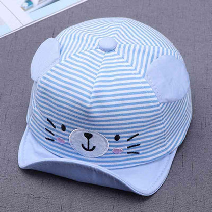 Cartoon Bear Baby Hat Cap Adjustable Baseball Cap Cute Striped Cotton Kids Sun Hat for Baby Boys