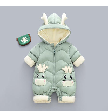Modern Elegant Baby Warm Thick Cotton Hooded Jumpsuit Snowsuit Rompers Outfit for Children In Modern Design