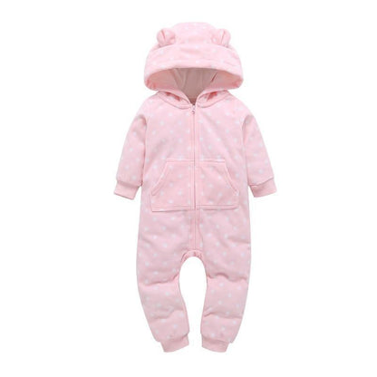 Modern Popular Fashion Newborn One Piece Fleece Hooded Jumpsuit Long Sleeved Baby Body suits Romper For Girls and Boys Kids