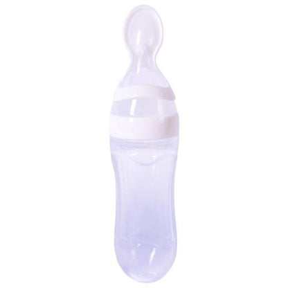 Silicone Baby Bottle With Spoon Food Supplement Bottles Squeeze Spoon Milk Feeding Bottle Cup For Baby and Kids