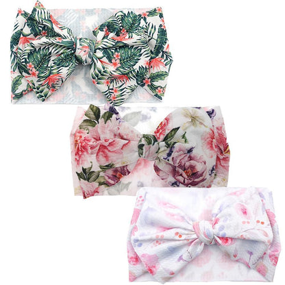 Modern Luxury Elegant Baby Girls Headband Turban Photography Props Baby Hair Accessories Bow 3 Pcs Set For Girls Baby