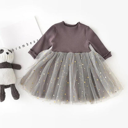 Modern Winter Flower Long Sleeve Smash Cake Baby Girls Dress For 1-5 Year Little Princess