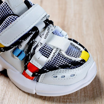 New Kids Shoes Toddler Girls Boy Sneakers Lace Up Design Mesh Breathable Children Tennis Fashion Little Baby Shoes