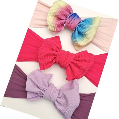 Modern 3PCS Set Floral Bows Baby Headband Dot Bowknot Cotton Hair Band Girls Hair Accessories For Girls