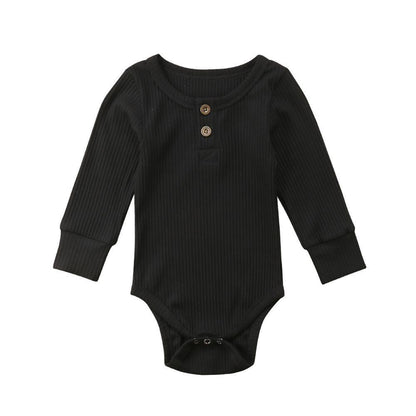 Newborn Infant Baby Girl Boy Ribbed Bodysuit  Ruffle  Long Sleeve One-Pieces Solid Jumpsuit Outfits For Girls