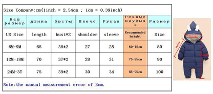 Modern Elegant Baby Warm Thick Cotton Hooded Jumpsuit Snowsuit Rompers Outfit for Children In Modern Design