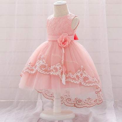 New Baby  Lace  Gown Clothes Embroidered Tail Princess Unique  Dress Perfect Gift For Girls
