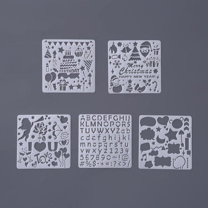 5Pcs/Set Children's Ruler Cutout Painting Template Hand Account Album Theme Lace Ruler Drawing Board Stencil Decoration Tools For Kids Drawing Education Toy