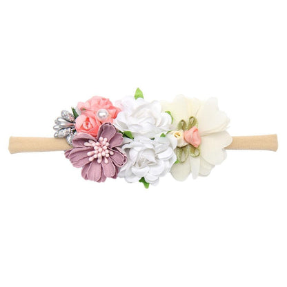 Handmade Luxury Pearl Baby Headbands Bundle Nylon Elastic  Newborn Hair Accessories for Girls Kids