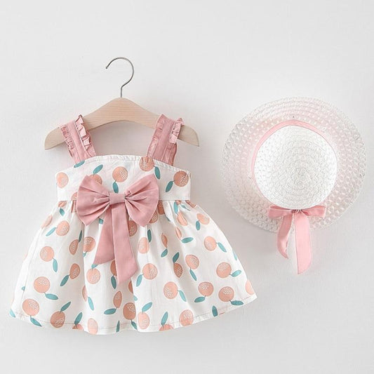 Modern Baby Newborn Toddler Girls Summer Tutu Dress With Printing Princess Dresses Sundress And Hat
