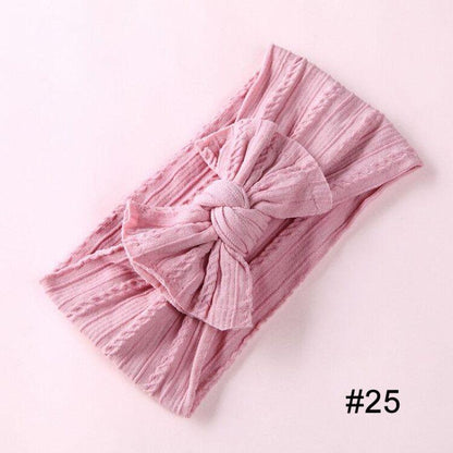 Modern Braid Nylon Bow Knot Solid Wide Nylon Headbands Turban Baby Girls Head Wrap For Girls