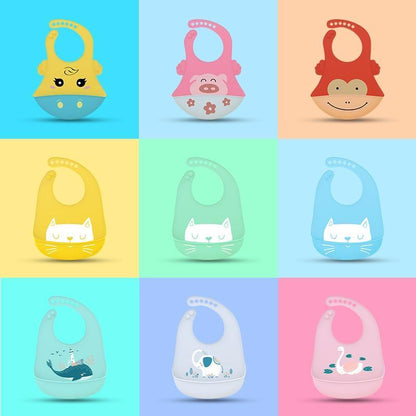 Adjustable Oil-proof  Food Grade Silicone Drool bib Soft And Comfortable Saliva Towel Lunch Baby Bib For Babies and Kids
