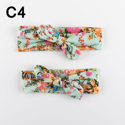 Modern  Mother & Baby Headbands Kids Girl Bow With Rabbit ear Print Floral Hair Bands Parent-Child Hair Accessories