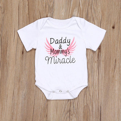 Newborn Kids Baby Girls Boys Clothes Father's Day Letter Print Romper Bodysuit For Baby For Girls And Boys Dadies & Momies Miracle Print