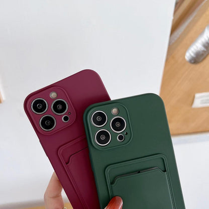 Soft Silicone Card Phone Case for IPhone 13  12 Pro Max Shockproof Protector Cover for IPhone 14 Plus Cases Heavy Duty Solid Slim Lightweight Anti-Shock Cover for iPhone