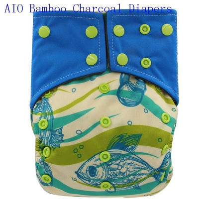 Newborn Cloth Diaper Sewed in Charcoal Bamboo Insert and Suede Pocket Diapers Waterproof Baby Nappies Design for Baby
