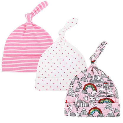 Printed Baby Hats & Caps For Newborn Baby Accessories In Elegant Modern Design Set Of 3PCS For Baby Kids