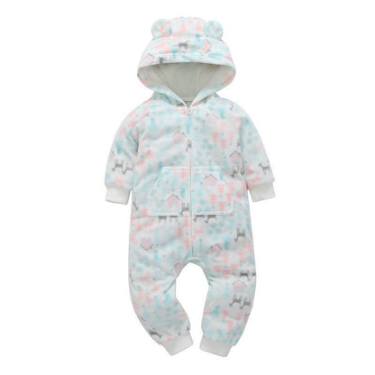 Modern Popular Fashion Newborn One Piece Fleece Hooded Jumpsuit Long Sleeved Baby Body suits Romper For Girls and Boys Kids
