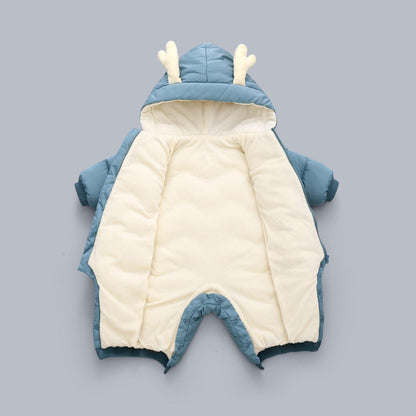 Modern Elegant Baby Warm Thick Cotton Hooded Jumpsuit Snowsuit Rompers Outfit for Children In Modern Design