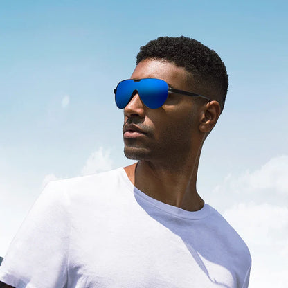 BARCUR Men's Polarized Sunglasses UV400 Protection Special-Shaped Eyewear for Men Stainless Steel Frame Eyeglasses Accessory