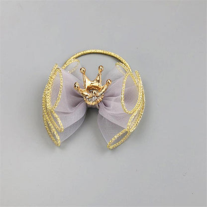 Luxury Modern Pearl Handmade Baby Girls Bowknot Crown Headband Lace Elastic Hair Band Bow For Girls Baby
