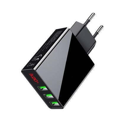 3 Port USB Phone Charger LED Display EU Plug Total Max 3A Smart Fast Charger Mobile Wall Charger For Smartphones