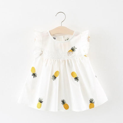 Summer Baby Frill Sleeve Newborn Infant Dresses Cotton Pineapple Sleeveless Toddler Dresses For Girls