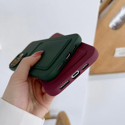 Soft Silicone Card Phone Case for IPhone 13  12 Pro Max Shockproof Protector Cover for IPhone 14 Plus Cases Heavy Duty Solid Slim Lightweight Anti-Shock Cover for iPhone