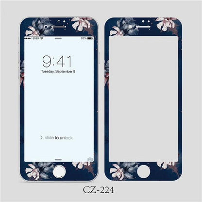3D Curved Edge Tempered Glass for iPhone 6 6s 7 8 Plus Fashion Flowers Pattern Screen Protector Protective Film Tempered Glass Screen Protector Designed for iPhone
