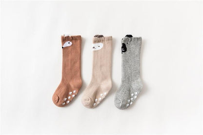 White Baby Sock Non Slip Cotton Long Socks Newborn Knee High Socks For Baby Girls Super Elastic Cute Design