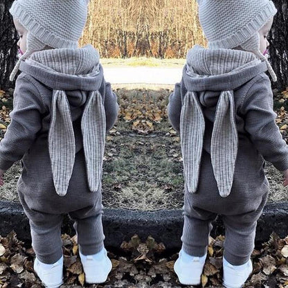 Elegant Baby Clothes Rompers Jumpsuits Newborn Cartoon Little Bee Rabbit Ears Zipper Clothes Cotton Jackets For Kids