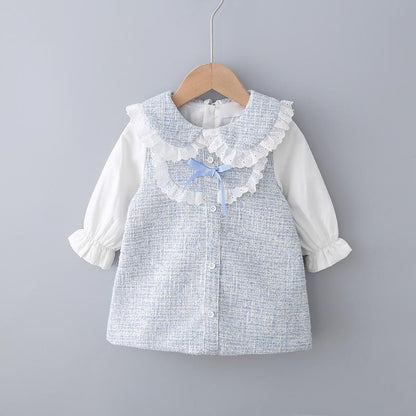 New Spring Baby Girls Sweet Bow Brim Princess Dress Kids Baby Girls Clothes For Kids Between 1-3Years