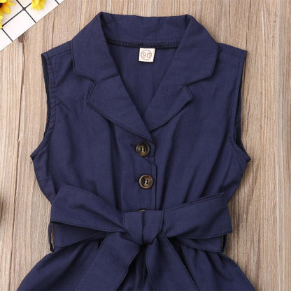 Luxury Elegant Summer Kids Girls Clothes Waistband Drawstring Romper Jumpsuit For Girls And Kids