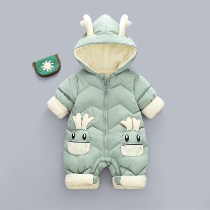 Modern Elegant Baby Warm Thick Cotton Hooded Jumpsuit Snowsuit Rompers Outfit for Children In Modern Design