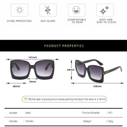 Fashion Oversized Women Square Big Frame Graduent Woman and Lady Sunglasses Brand Designer with  UV400 Protection gafas de sol mujer