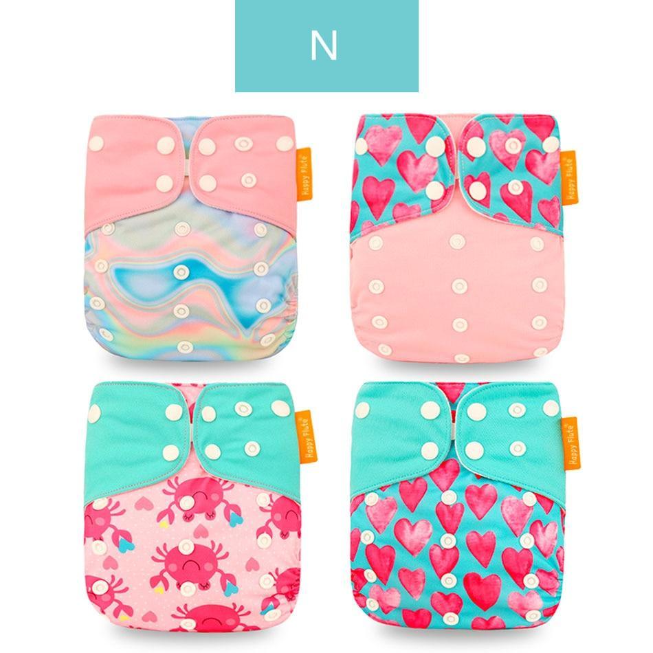 4pcs/set Washable Eco-Friendly Cloth Diaper Cover Adjustable Nappy Cloth Diapers Cloth Nappy For Baby Boys and Grils Baby