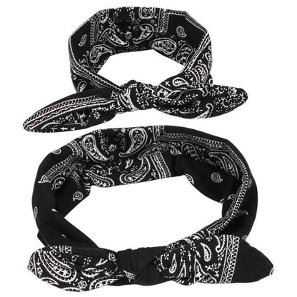 Luxury Modern Bow For Mother and Baby Headband Turban Rabbit Ears Elastic Hair Bands Retro Print Parent-Child Hair Accessories