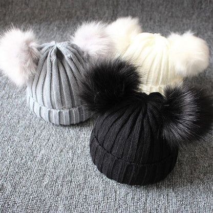 Trend Cute Newborn Baby Winter Warm Hats Infant Kids Girls Boys Knit Hat With Pompom Ball Beanie Caps For Girls