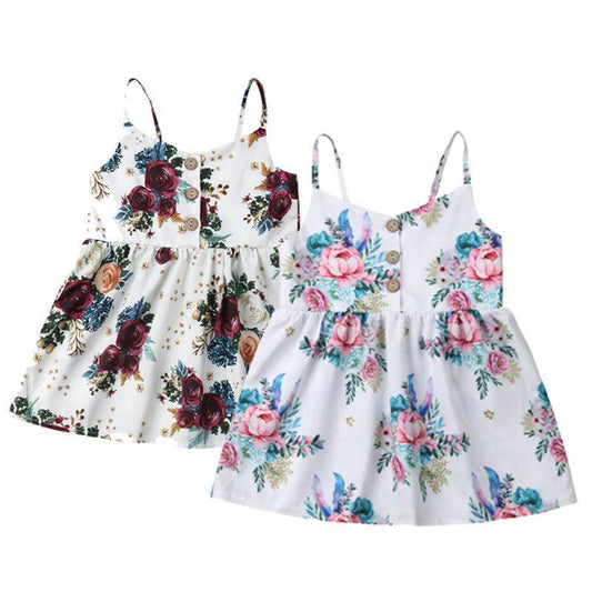 Toddler Baby Girls Flower Dress with Sleeveless V Neck dress for Party Holiday Beach Day For Girls