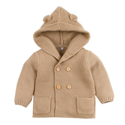 Winter Hooded Knitted Long Sleeve  Sweaters For Newborn Babies