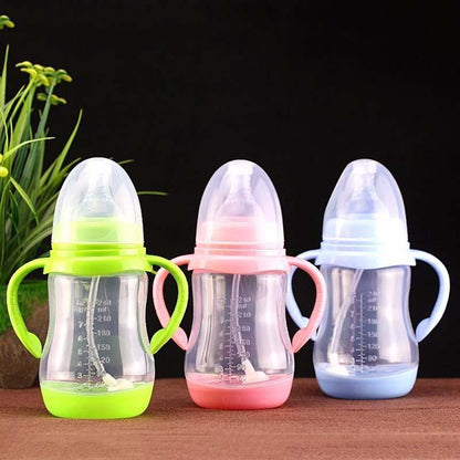 Baby Safe Plastic BPA Free Anti-colic Baby Milk Water Juice Bottle with Straw for Infant Feeding For Kids